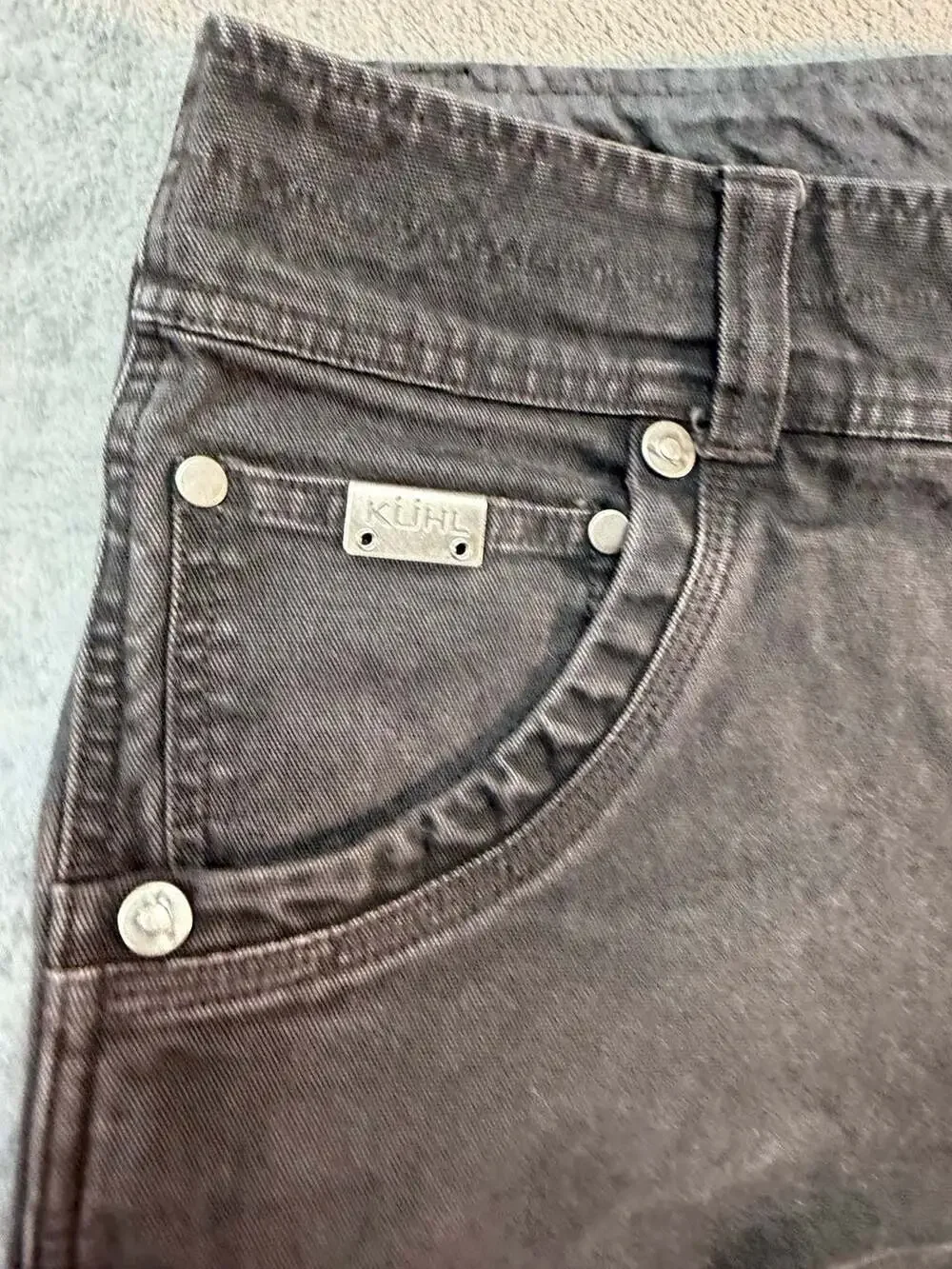Kuhl Men's Charcoal Grey Vintage Patina Dye Canvas Hiking Work Pants 36x34